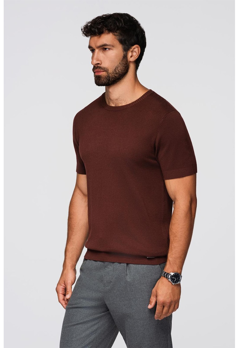 Tricou tricotat fin - Maro cognac
