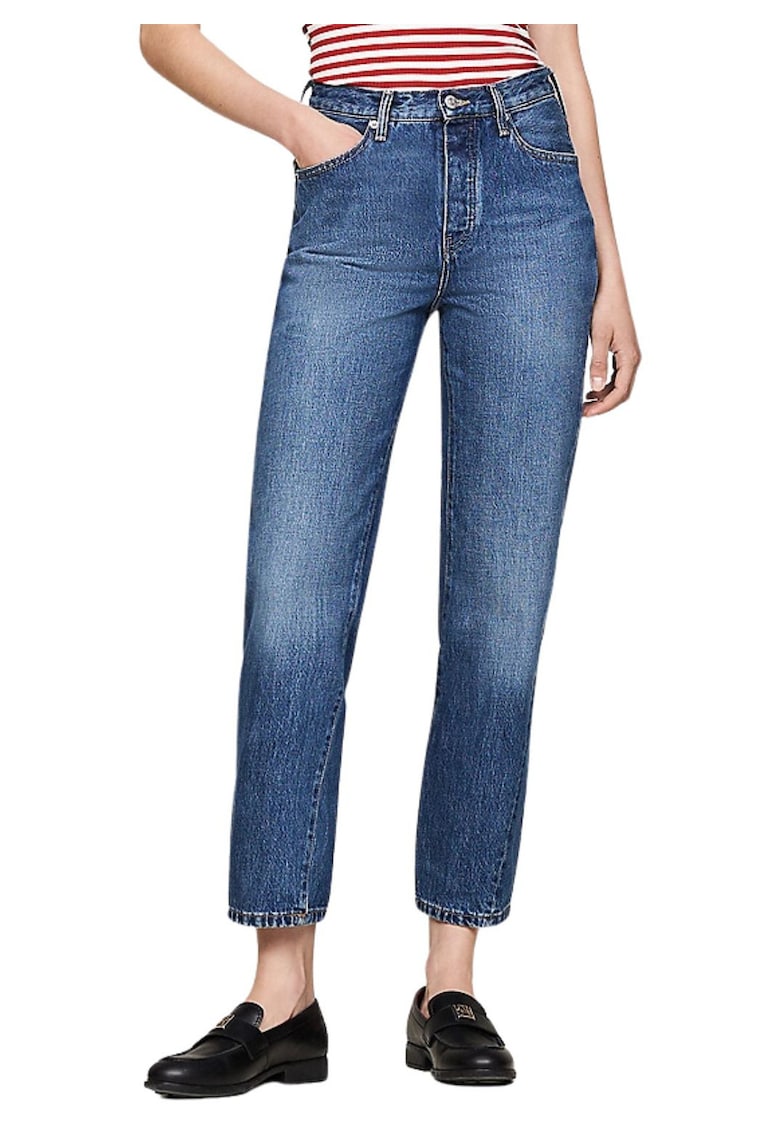 Blugi crop cu talie inalta
