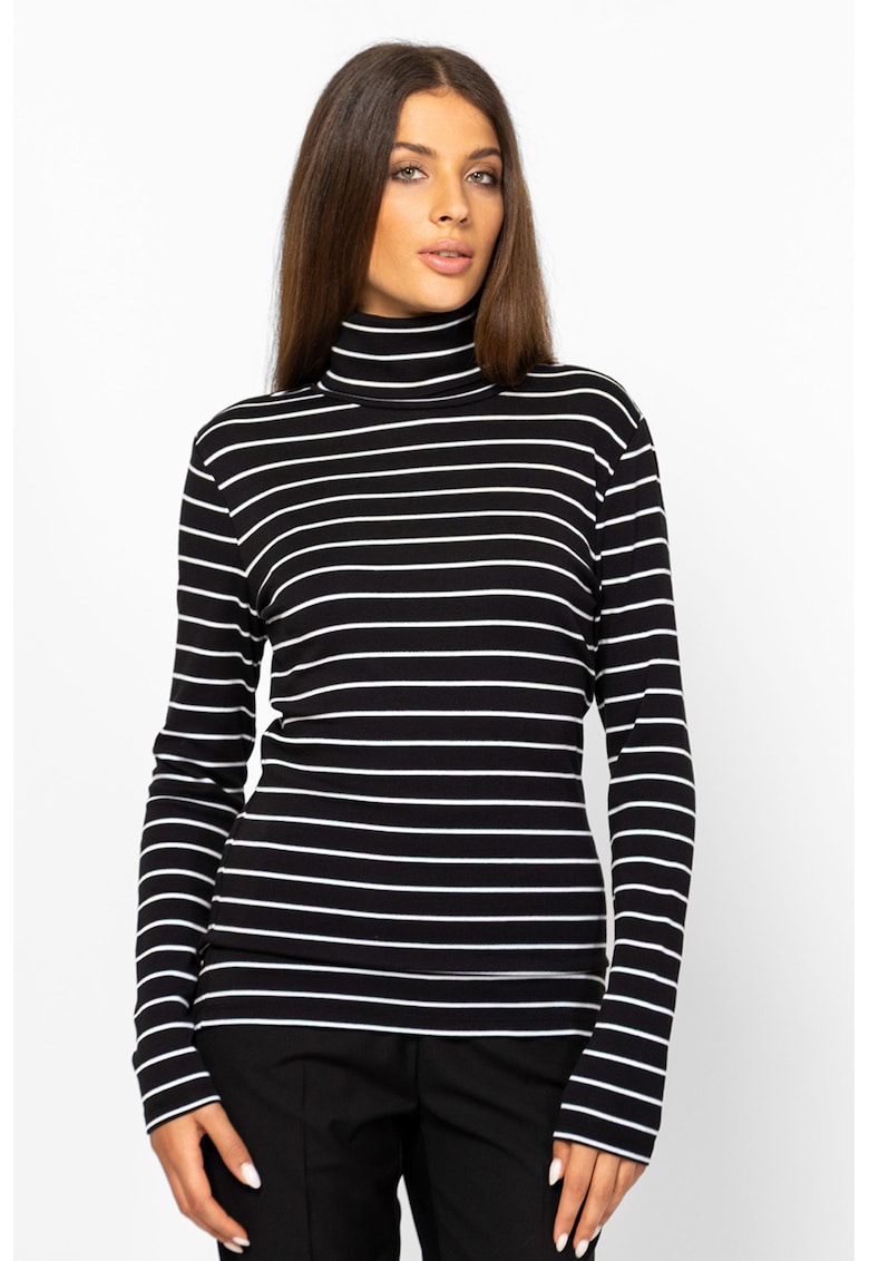 Bluza din amestec de modal cu guler inalt Canva - Alb/Negru