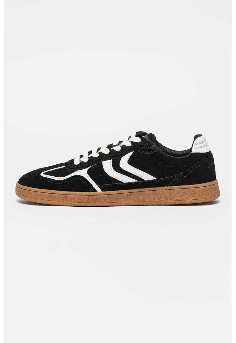 Pantofi sport low-cut din piele intoarsa Carson - Alb/Negru