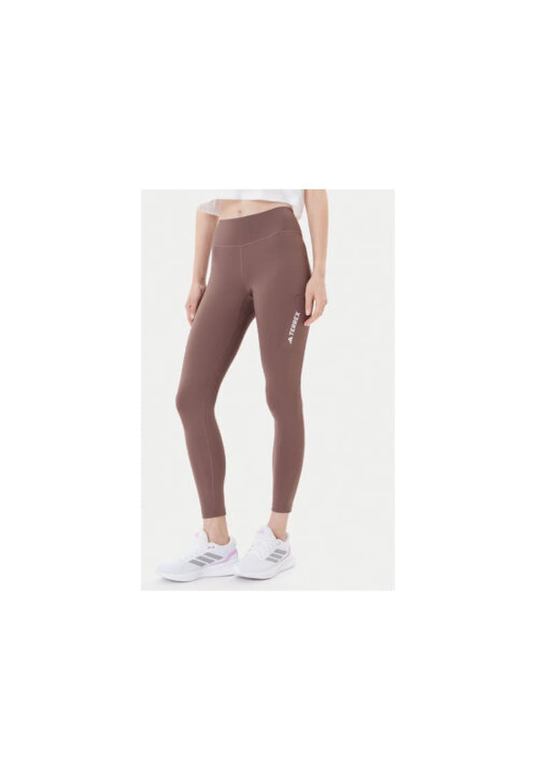 Colanti de poliester - cu talie inalta - 48674 - Maro