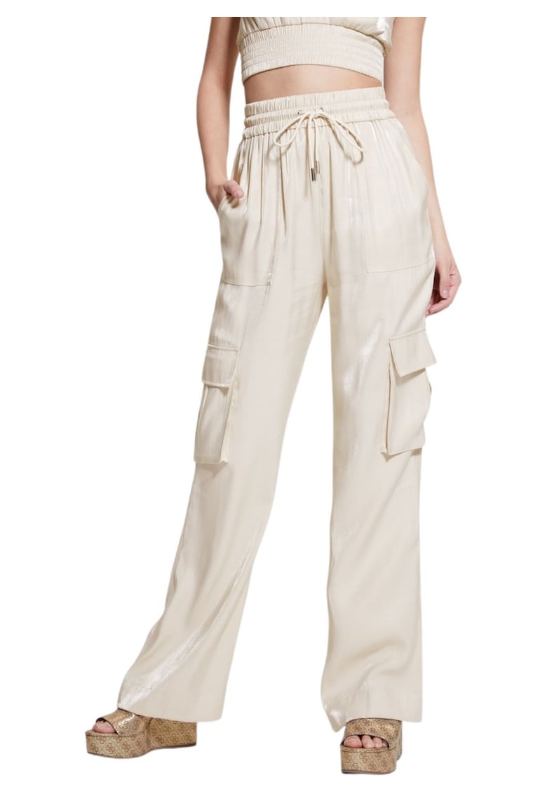 Pantaloni cargo cu talie inalta -
