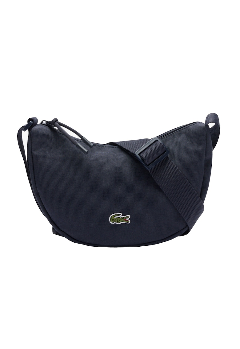 Geanta unisex in forma de semiluna cu logo - Albastru inchis