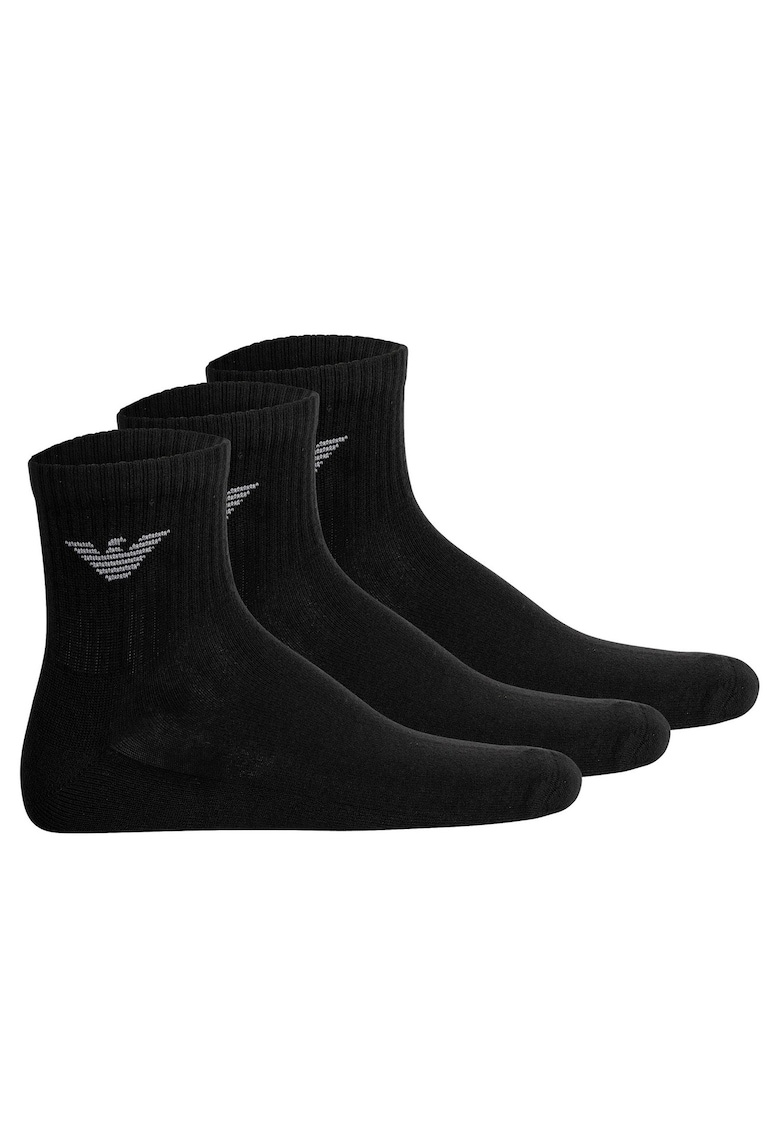 Set de sosete scurte cu logo - 3 perechi - Negru