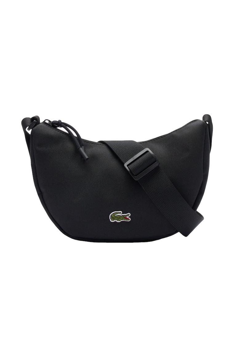 Geanta unisex in forma de semiluna cu logo - Negru