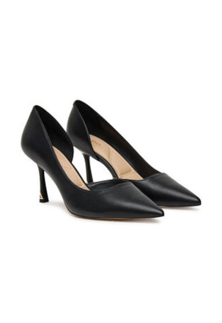 Pantofi dama  toc inalt - piele ecologica - negru