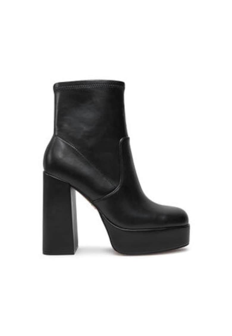 Botine dama -  piele ecologica - negru - toc inalt