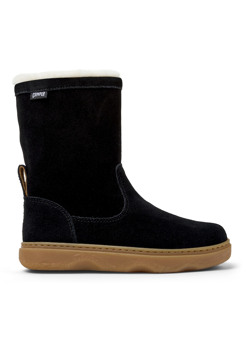 Cizme medii de piele intoarsa Kiddon 8461 - Alb fildes/Negru
