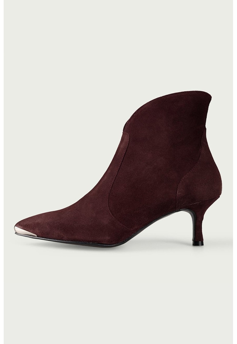 Botine din piele intoarsa Anita - Visiniu