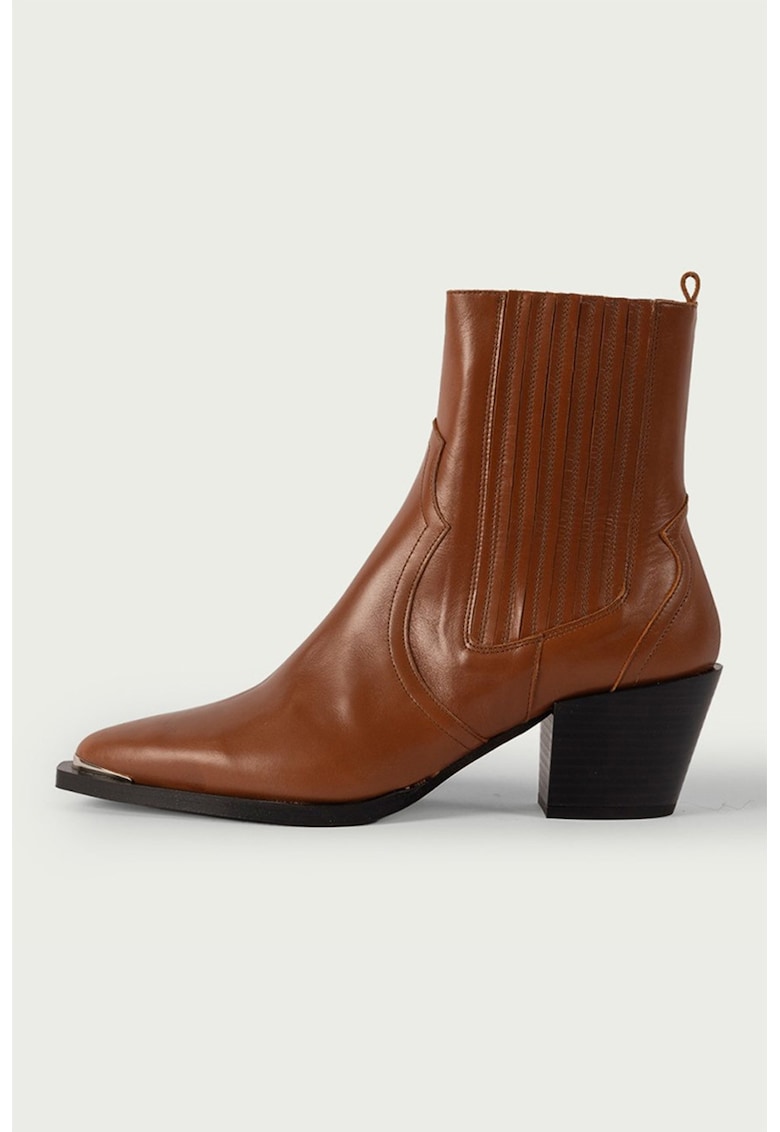 Botine din piele Western - Maro scortisoara