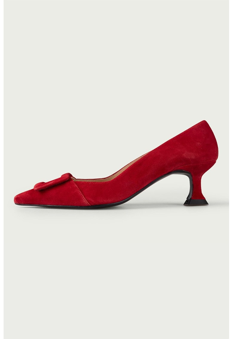 Pantofi din piele intoarsa cu varf ascutit Alana - Rosu vermillion