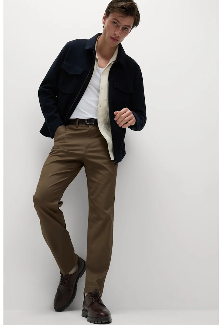 Pantaloni chino cu buzunare oblice - Verde masliniu