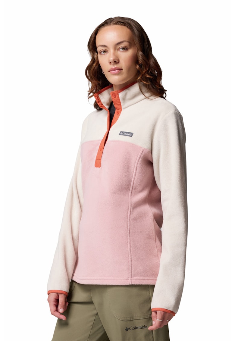 Oferte la Bluza din fleece cu fermoar scurt - pentru trekking - Roz pastel/Alb murdar