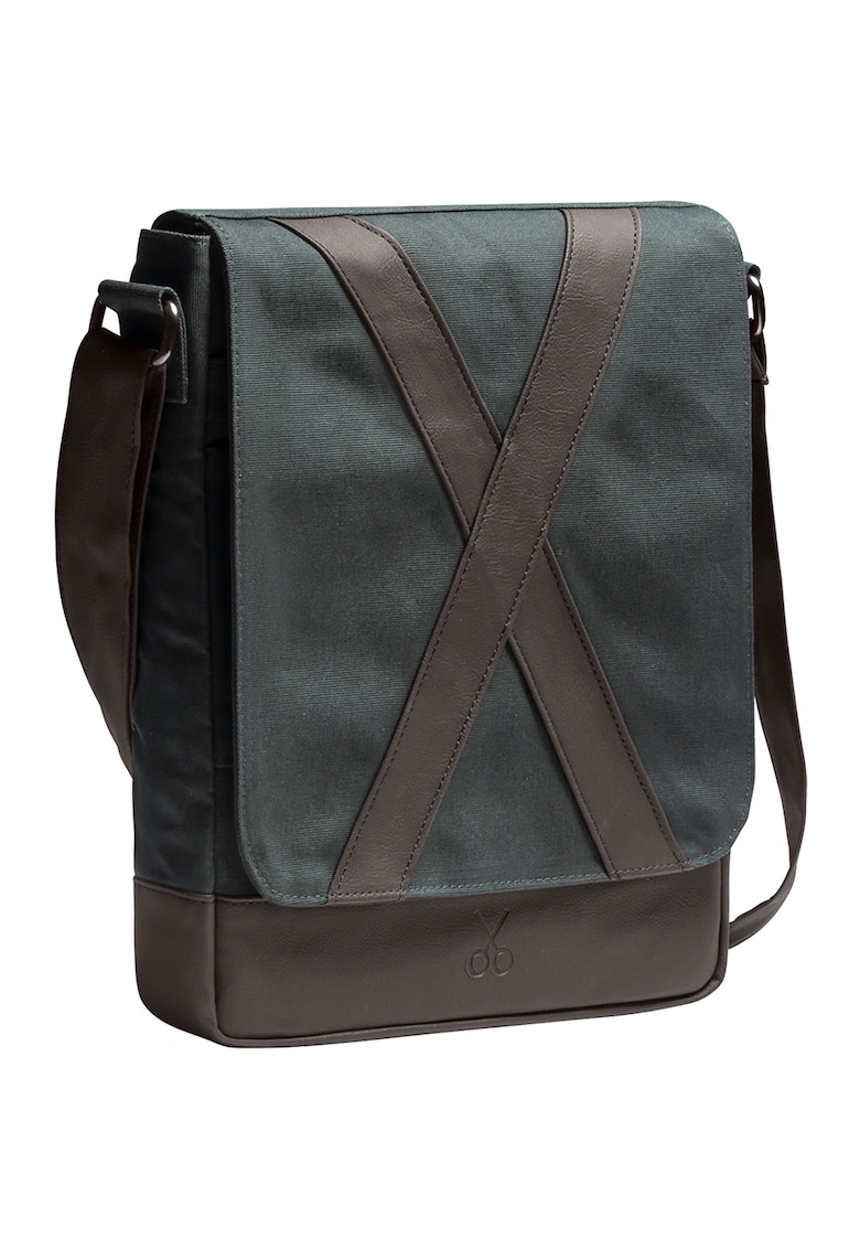 Geanta crossbody unisex - Maro inchis/Gri antracit - 31x25x7
