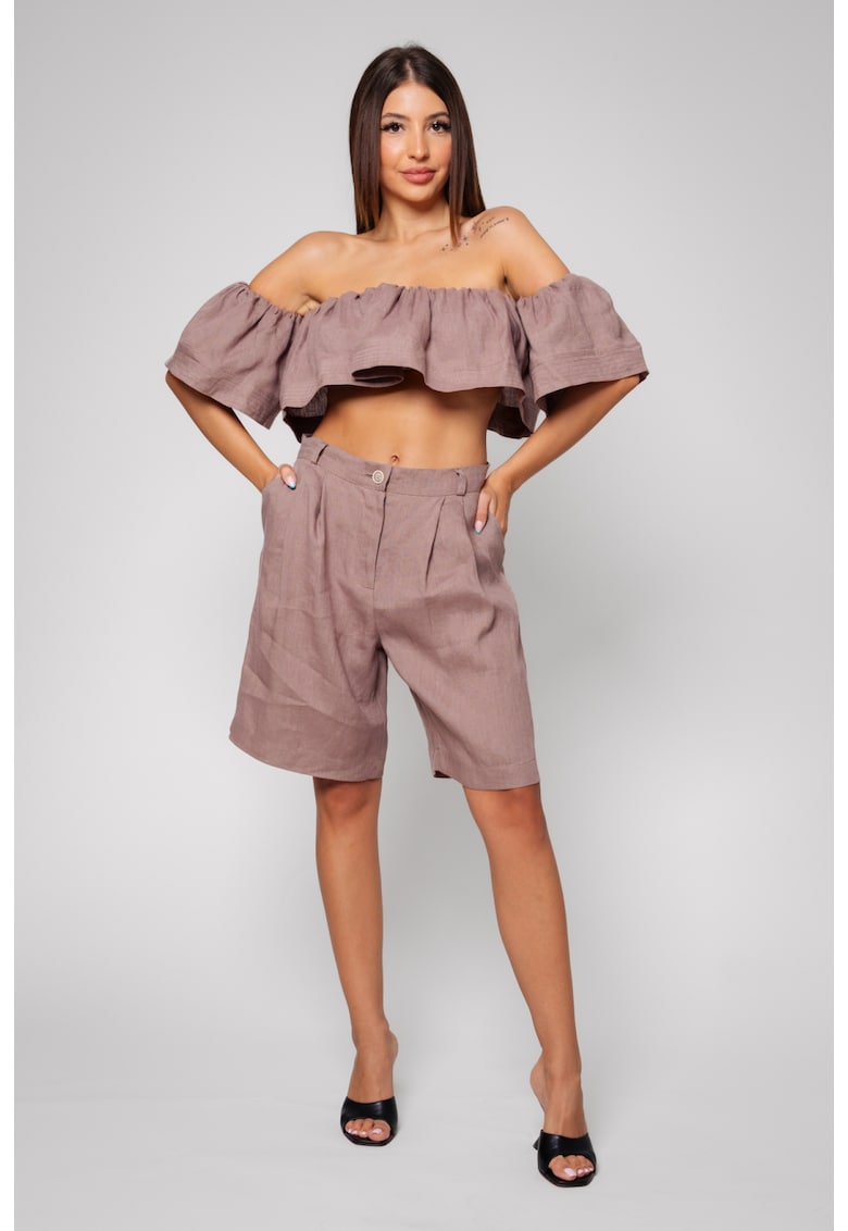 Set Top si Pantalon scurt din 100% IN Taupe 13593 - Bej