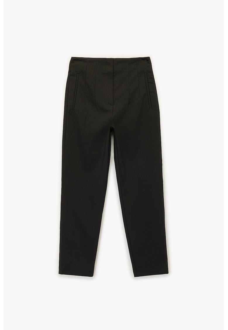 Pantaloni slim fit cu talie inalta - Negru