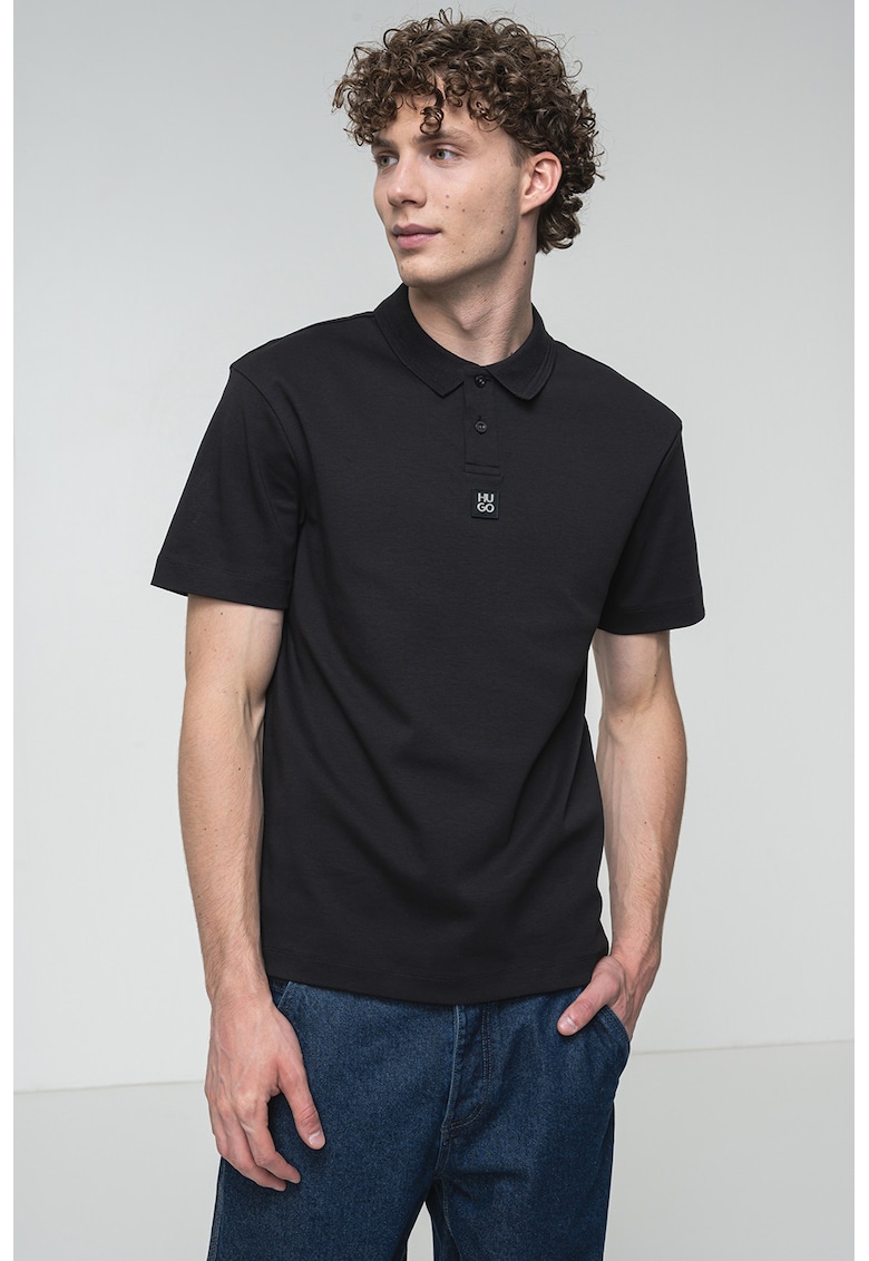 Tricou polo regular-fit de bumbac Deabono - Negru stins