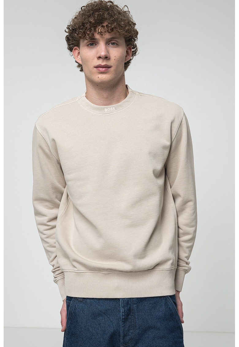 Bluza de trening lejera cu logo brodat discret - Bej
