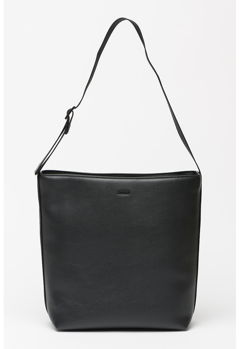 Geanta tote de piele ecologica cu logo - Negru