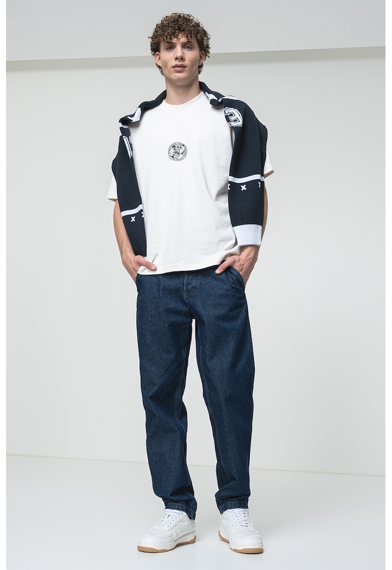 Tricou cu decolteu la baza gatului Dwresto - Alb
