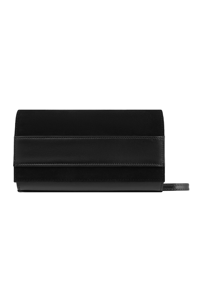 Geanta crossbody din piele si piele intoarsa cu lant - Negru