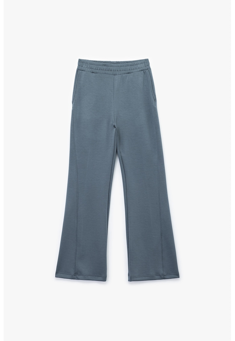 Pantaloni sport ampli cu buzunare laterale - Albastru prafuit