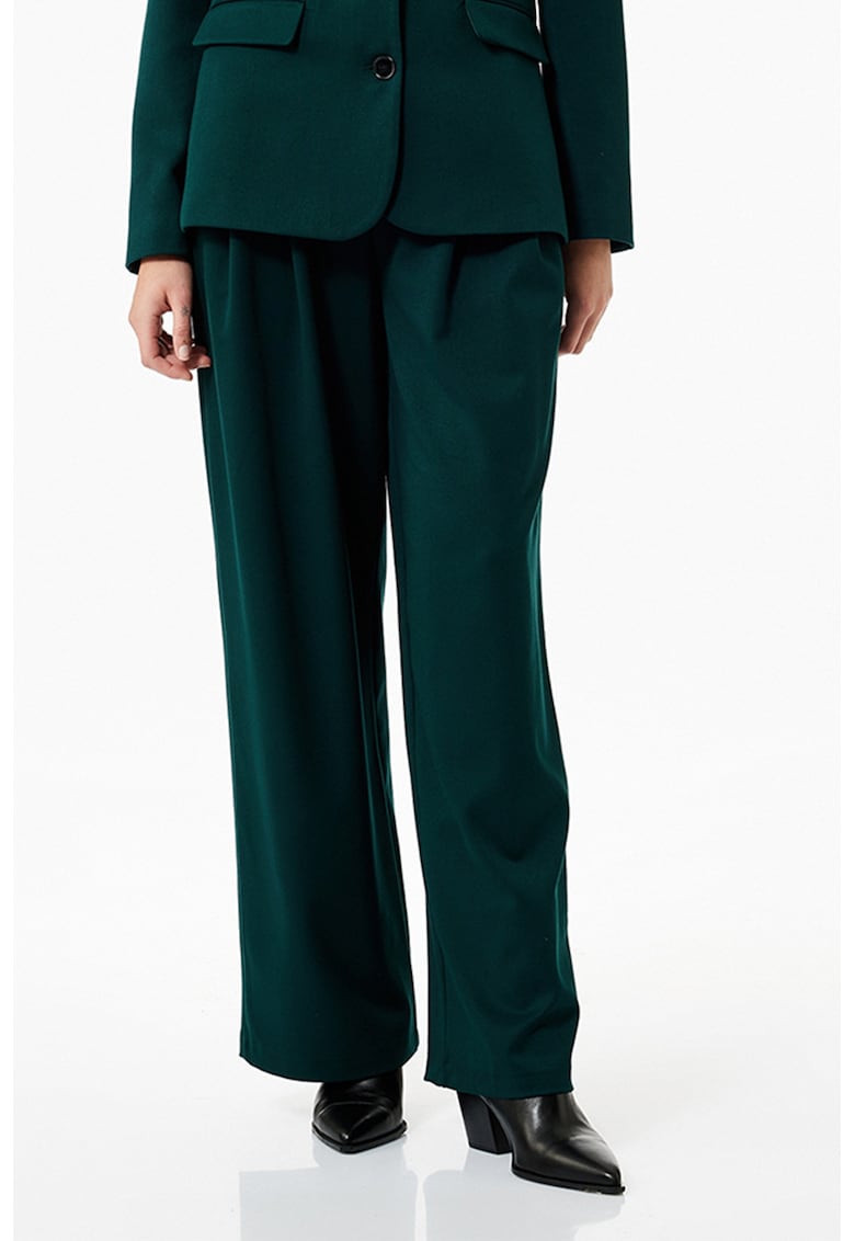 Pantaloni evazati eleganti cu talie medie - Verde englez