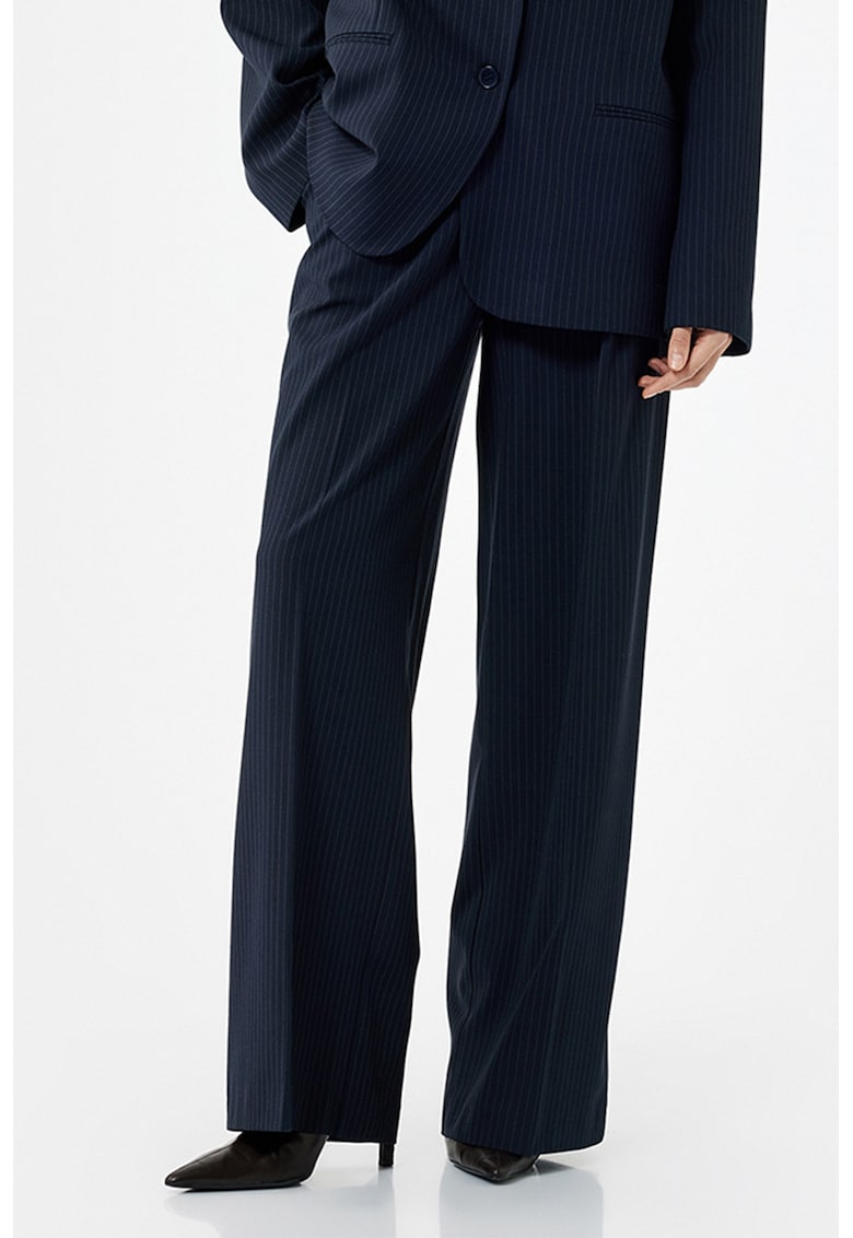 Pantaloni ampli cu dungi inguste - Albastru ultramarin