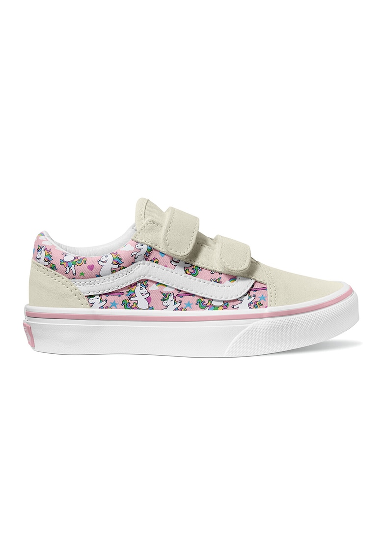 Pantofi sport cu inchidere velcro si model - Roz/Crem