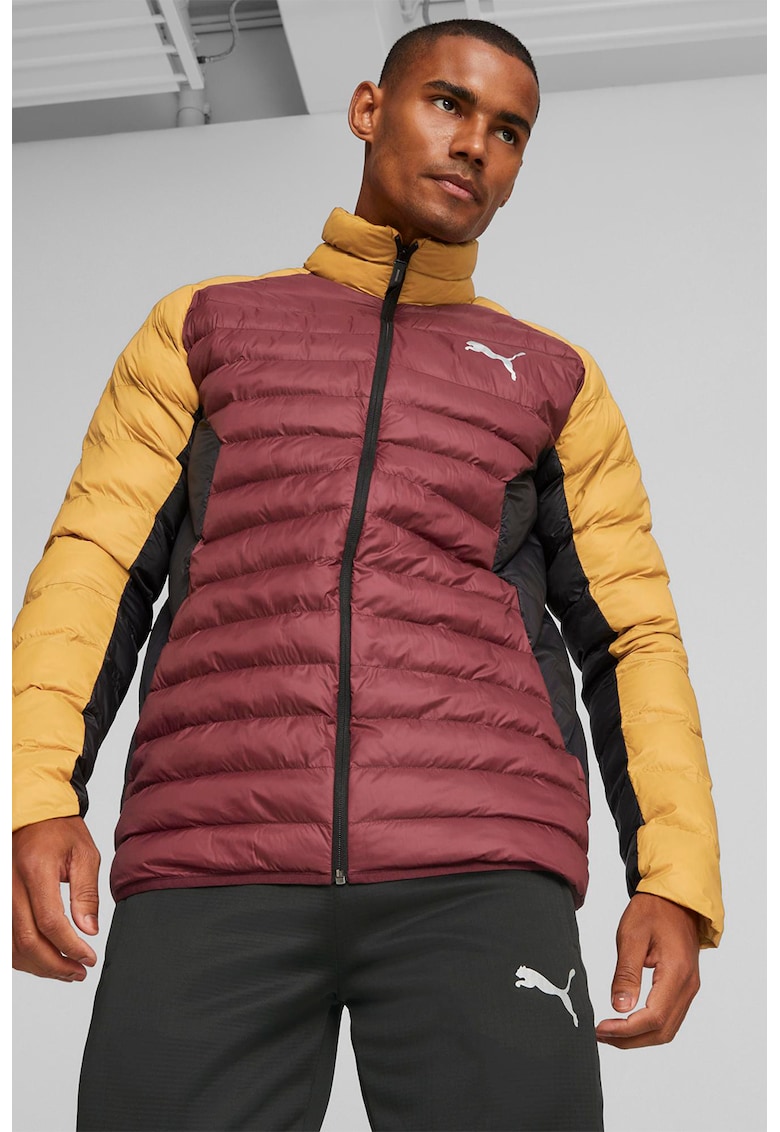 Geaca slim fit matlasata cu finisaj rezistent la apa PackLITE - Visiniu/Negru/Portocaliu