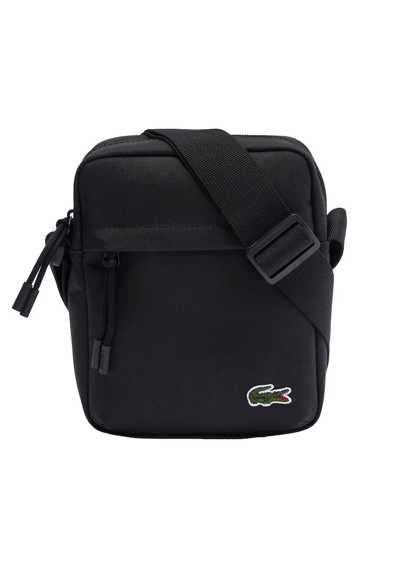 Geanta crossbody cu detaliu brodat si model unisex - Negru