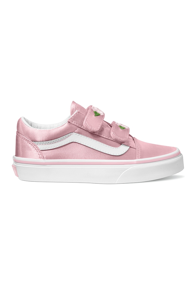 Tenisi din satin cu barete cu inchidere velcro - Alb/Roz deschis