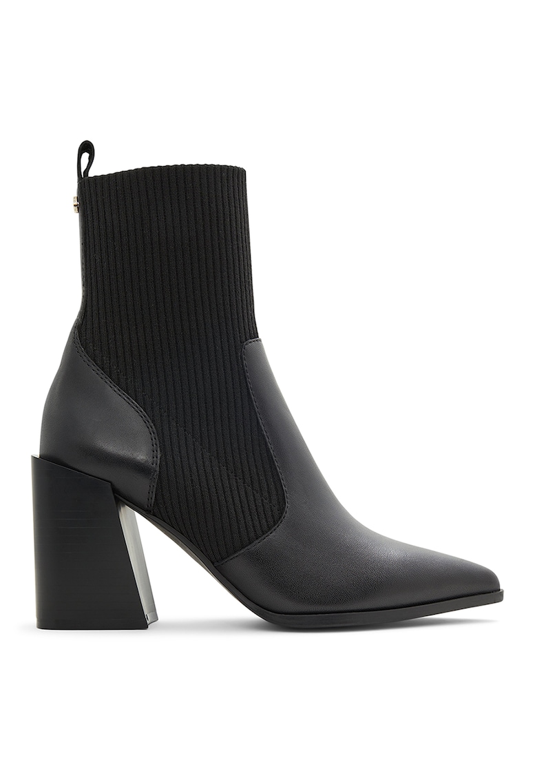 Botine de piele cu varf ascutit Ganina - Negru