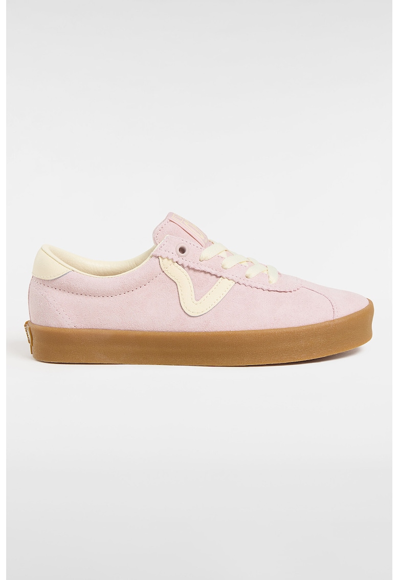 Tenisi low-cut din piele intoarsa - Roz pal/Crem