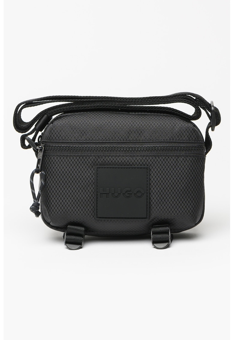 Geanta crossbody din material textil cu logo - Negru