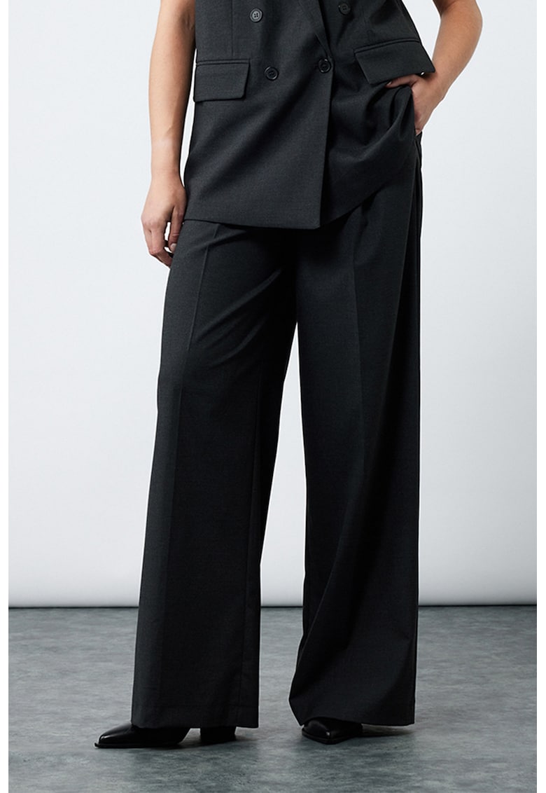Pantaloni ampli cu pliuri - Verde padure