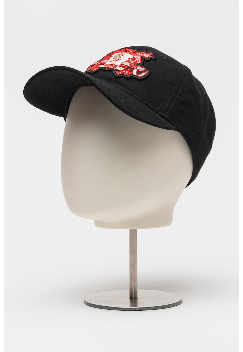 Sapca baseball in carouri cu logo brodat - Rosu/Negru/Alb optic