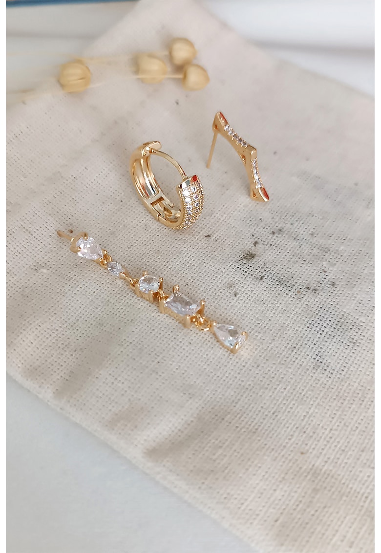 Cercei cu pietre zirconia - Auriu