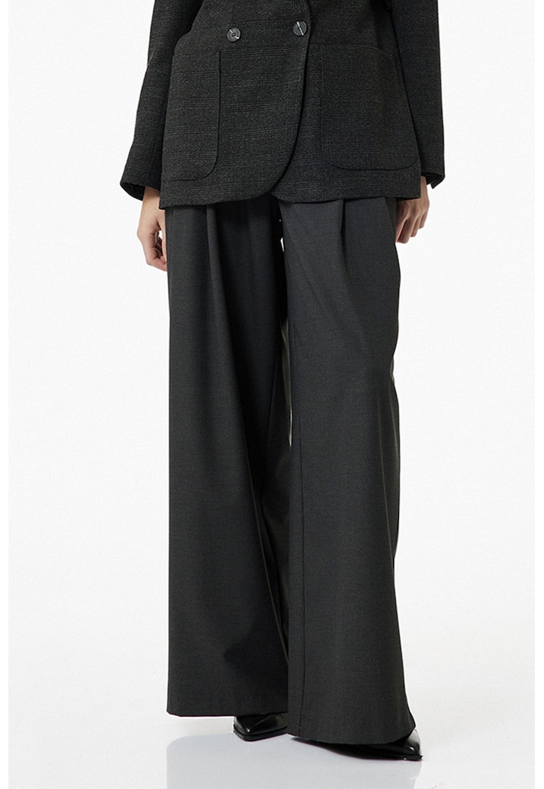 Pantaloni ampli cu o curea in talie - Gri antracit