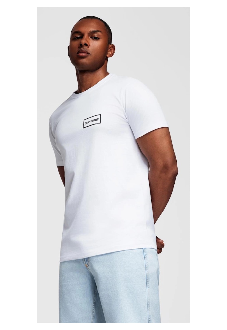 Tricou tricotat cu imprimeu  OM-TSPT-0231 - Alb