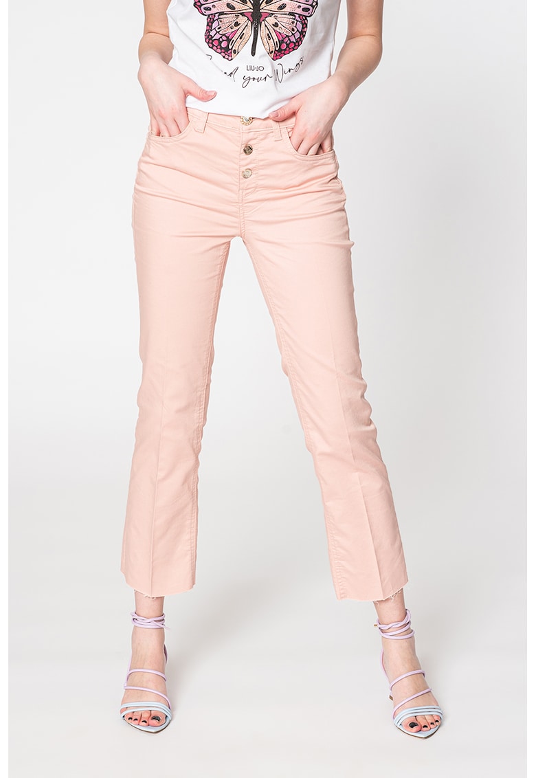 Pantaloni crop cu talie medie - Roz