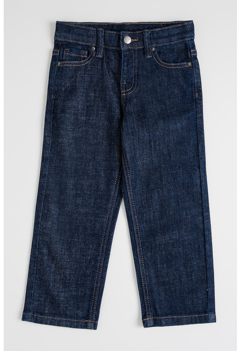 Pantaloni drepti uni cu 5 buzunare - Bleumarin