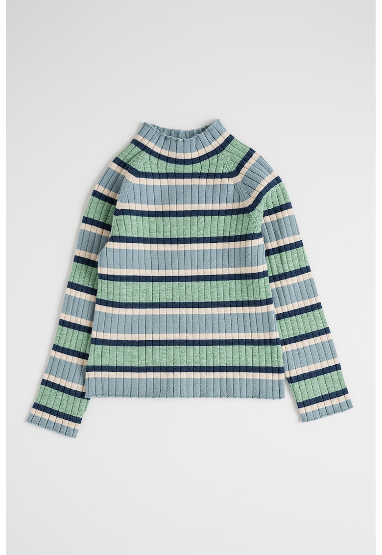 Bluza striata cu dungi - Albastru prafuit/Verde pal/Bej deschis