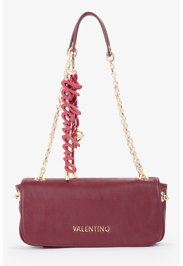 Geanta crossbody cu accesoriu logo detasabil - Visiniu