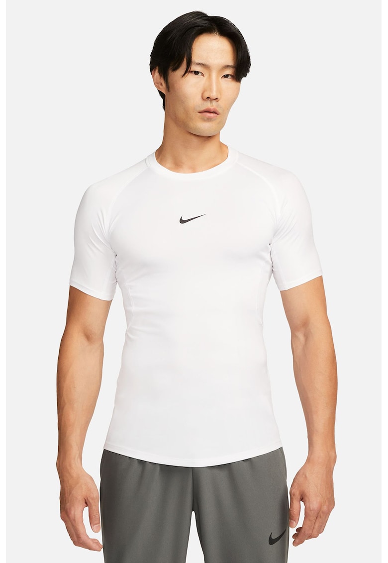 Tricou slim fit cu maneci raglan si tehnologie Dri-FIT pentru antrenament Pro - Alb
