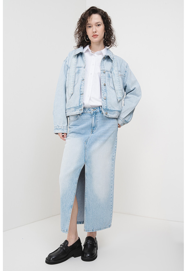 Jacheta crop de denim - Albastru