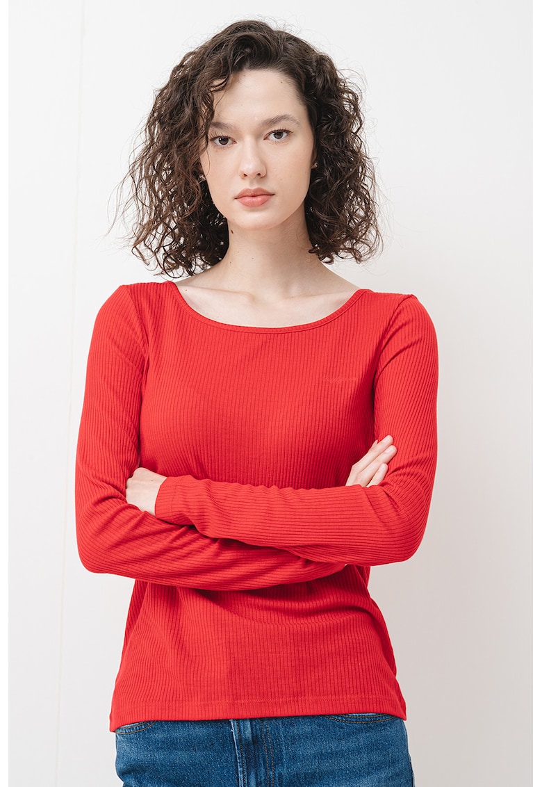 Bluza striata cu model uni - Rosu