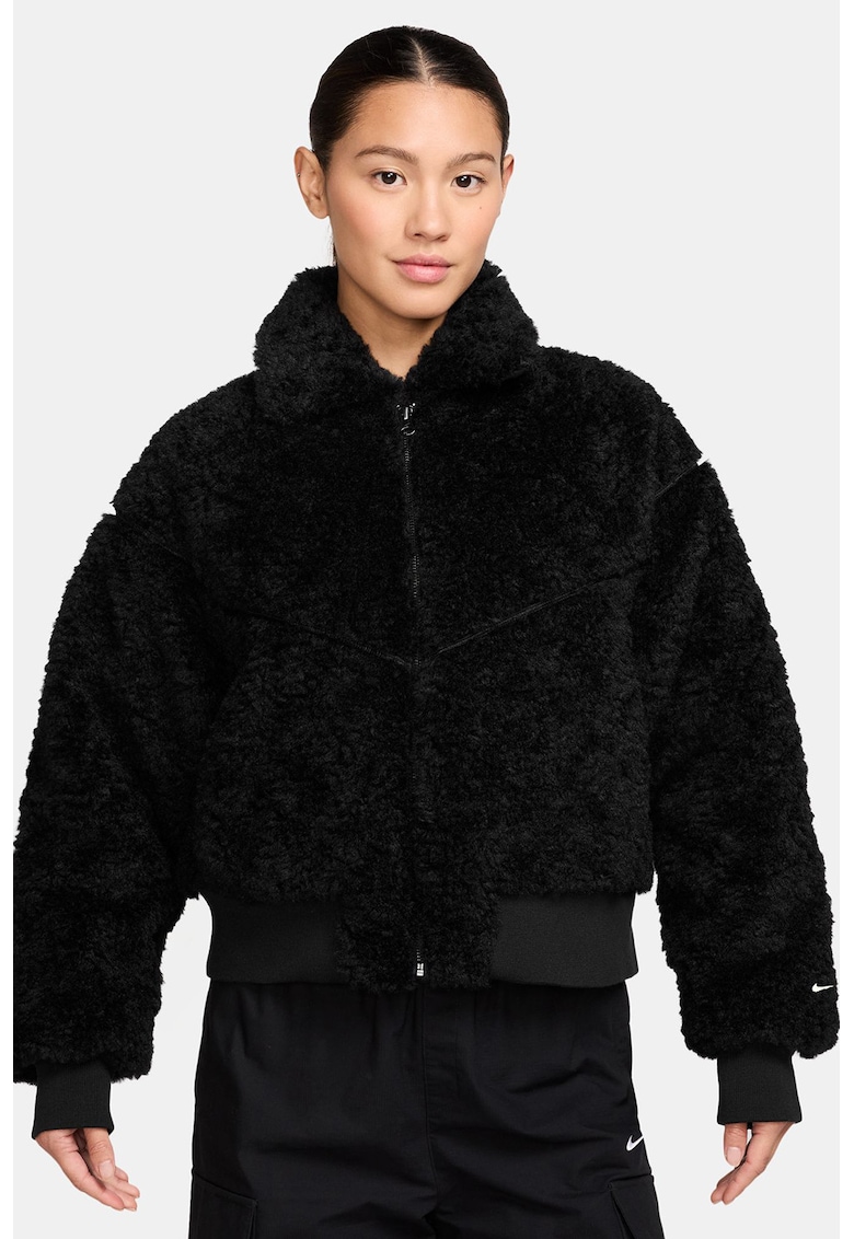 Jacheta din fleece cu buzunare laterale Sportwear - Negru