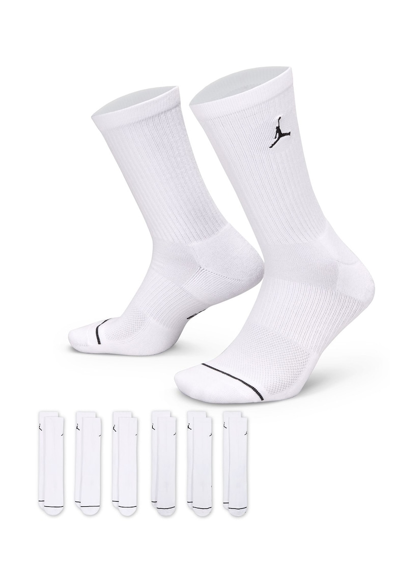 Set de sosete lungi unisex cu logo - pentru baschet - 6 perechi - Alb