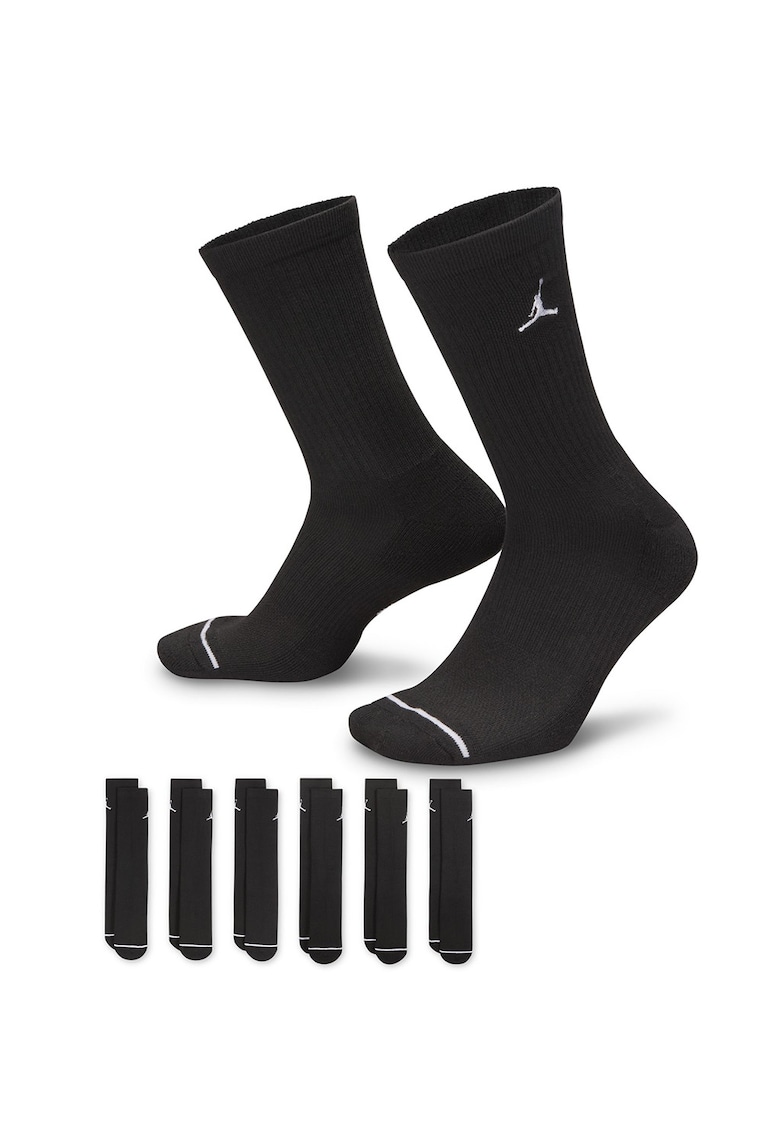 Set de sosete lungi unisex cu logo - pentru baschet - 6 perechi - Negru